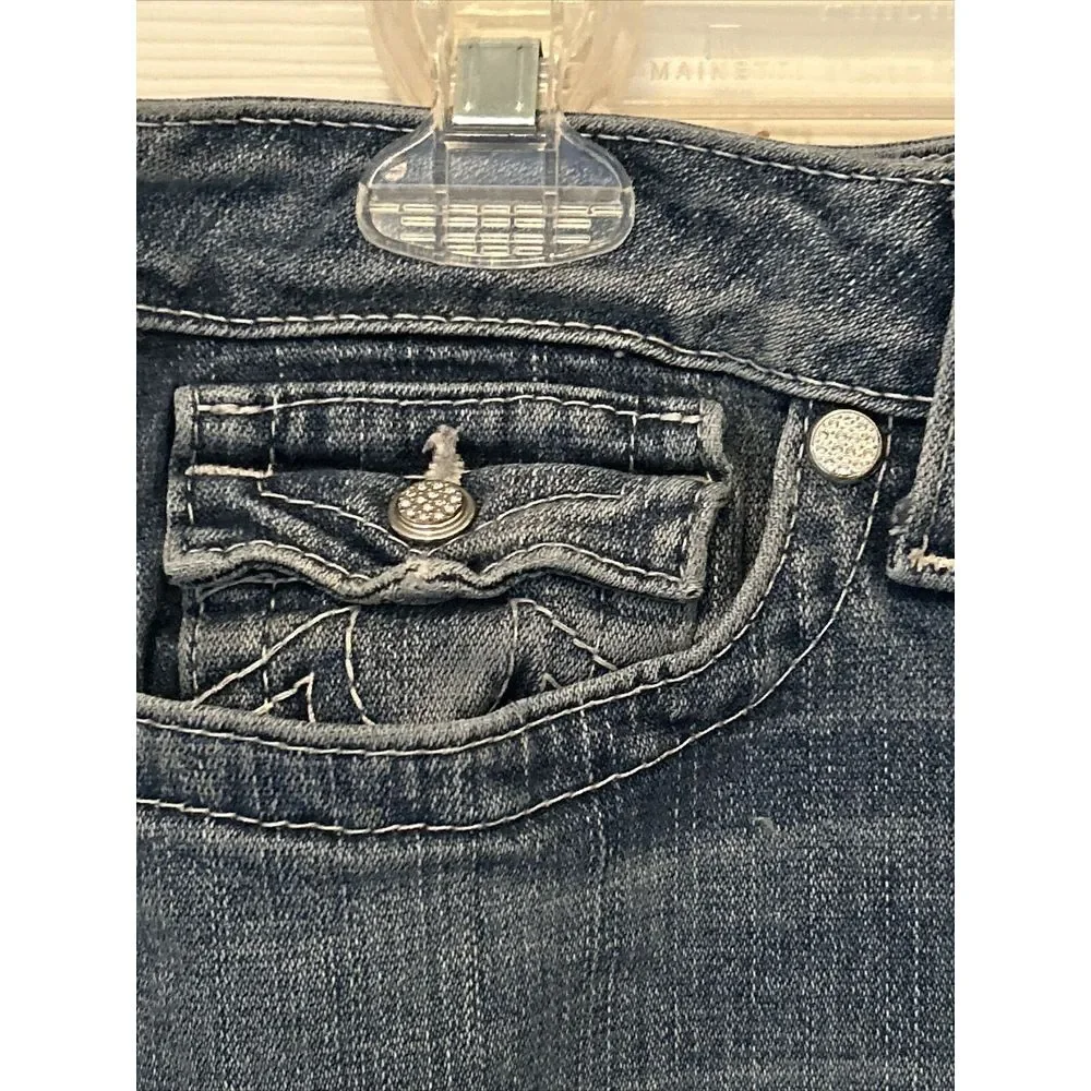 True Religion Blue Bling Raw Hem Cut Off Jean Shorts‎ 32